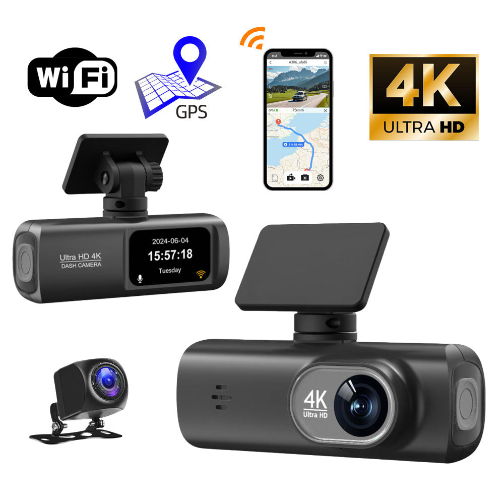4K Dash Cam Front and Rear WiFi Dual Lens Car Camera with GPS