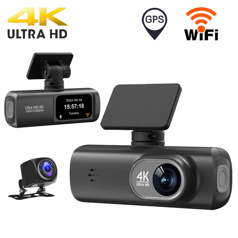 4K Dash Cam Front and Rear WiFi Dual Lens Car Camera with GPS